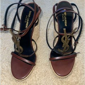 Saint Laurent Cassandra wedge sandals size 39 Great Condition 100% authentic